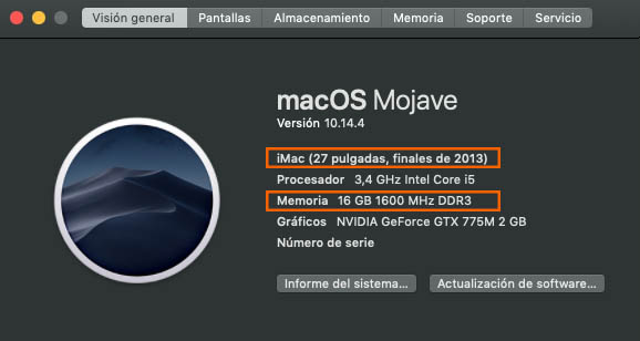 como saber cuanta memoria ram tiene un imac